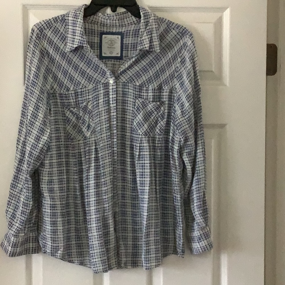 Style&co. Long Sleeve Collared Button Down Plaid Shirt